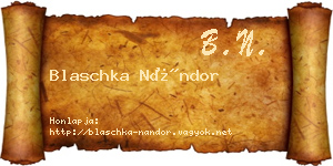 Blaschka Nándor névjegykártya